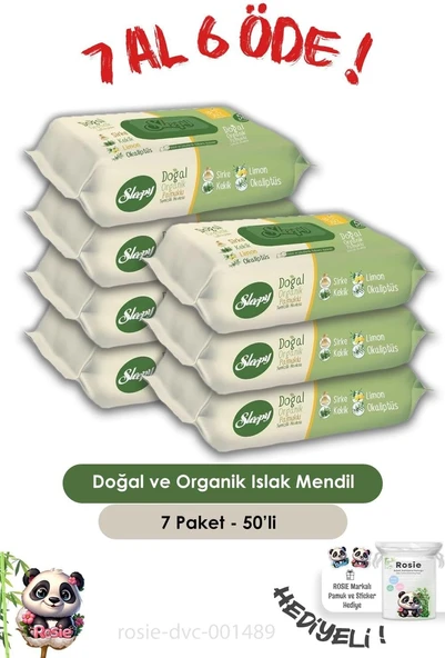 Sleepy 7 Al 6 Öde Doğal Organik Islak Mendil 50 Adet Rosie ürün görseli 1