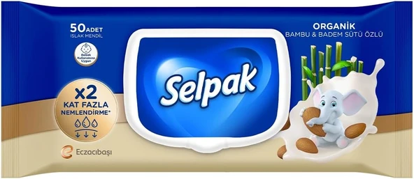 Selpak Organik Bambu Badem Sütlü Islak Mendil 1X50 ürün görseli 1