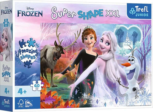 Trefl 50010 60 Xxl Super Shape Çılgın Şekil Yapbozlar, Büyük Parçalar, Renkli Yapbozlar, Masal Karakterleri, 4 Yaşından Büyük Çocuklar Için Eğlence, Frozen, Dans Eden Kız Kardeşler ürün görseli 1
