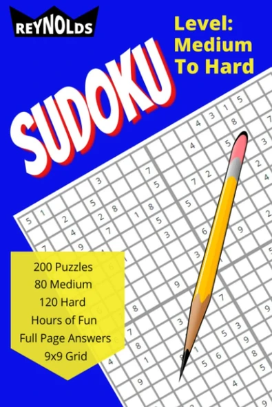 Independently Published Sudoku - Medium To Hard - 200 (9X9 Grid) Puzzles With Solutions (Answers) - For Adults - 9 Inch Size ürün görseli 1