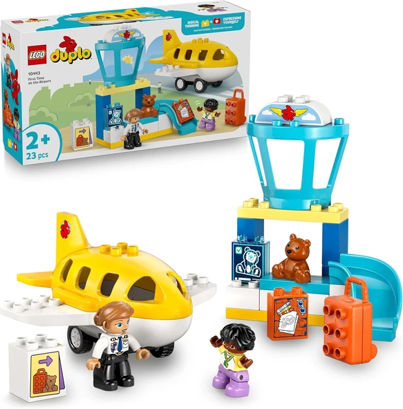 Duplo Kasabası İlk Havaalanı Deneyimi 10443 – 2 Yaş Üzeri Pilotluğa İlgili Çocuklar Için Uçak İçeren Hayal Gücü Geliştiren Oyuncak Yapım Seti, Doğum Günü Hediyesi (23 Parça) ürün görseli 1