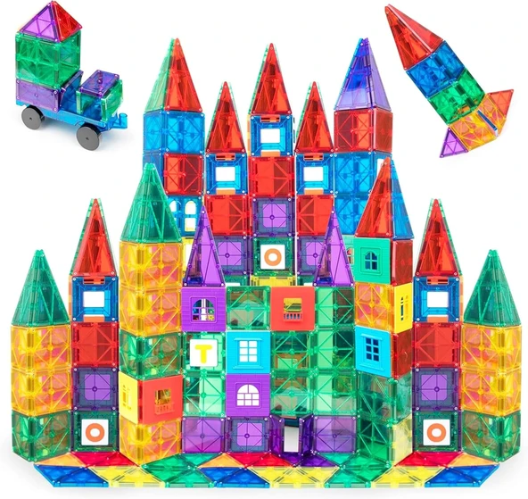 Playmags 100 Parça Manyetik Blok Set | 3+ Yaş Bebek Çocuklar Için Stem Montessori Eğitim Seti | Okul Öncesi İlkokul Çocuklarına Uygun Oyuncak ürün görseli 1