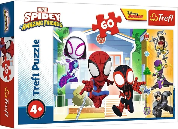 Trefl 17371 Marvel'In Masal Kahramanlarını İçeren 60 Parça Renkli Yapbozlar Süper Arkadaşlar Eğlence 4 Yaş Üzeri Çocuklar İçin Eğlence Spidey Örümcek Dünyasındaki Muhteşem Arkadaşları ürün görseli 1