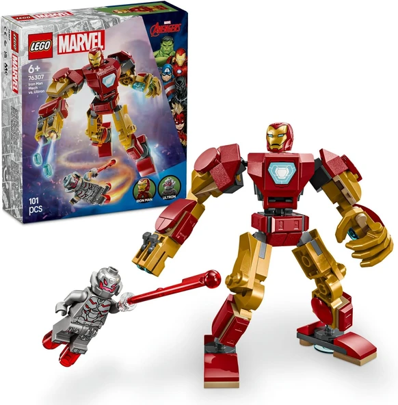 Iron Man Robotu, Ultron’A Karşı 76307-6 Yaş Üzeri Süper Kahraman Sevenler Için Yaratıcı Oyuncak Yapım Seti, Doğum Günü Hediyesi (101 Parça) ürün görseli 1