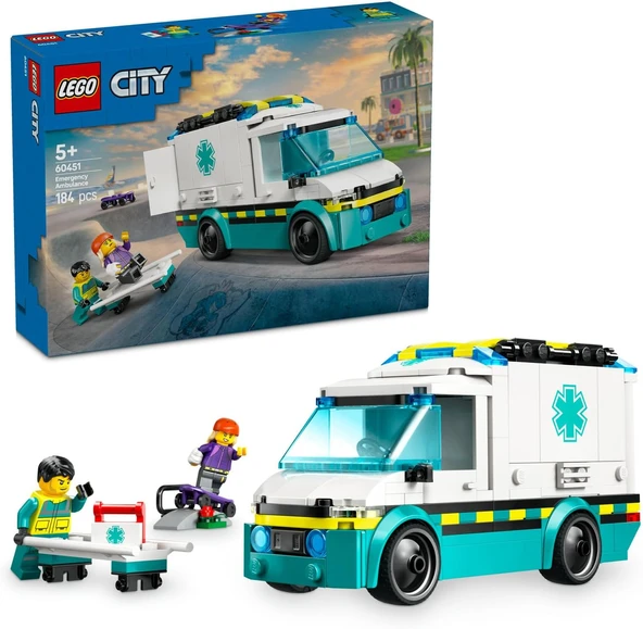 City Acil Yardım Ambulansı 60451 - Model Araç Seven 5 Yaş Üzeri Çocuklar Için Yaratıcı Oyuncak Yapım Seti, Doğum Günü Hediyesi (184 Parça) ürün görseli 1