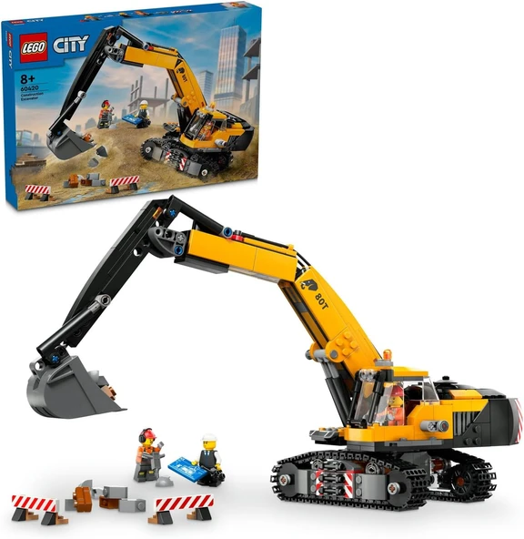 City Sarı İnşaat Ekskavatörü 60420-8 Yaş Üstü Kız Erkek Çocukları Için Sürücü, Çalışan Mimar Mini Figürleri İçeren Eğlenceli Rol Yapma Oyuncağı, Doğum Günü Hediyesi Fikri (633 Parça) ürün görseli 1