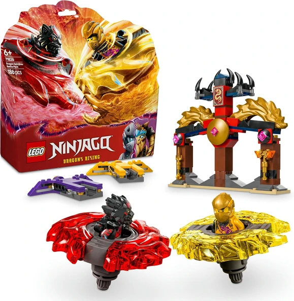 Ninjago Ejderha Spinjitzu Savaş Paketi 71826-6 Yaş Üzeri Çocuklar Için 2 Ninja Minifigürü İçeren Yaratıcı Oyuncak Yapım Seti, Doğum Günü Hediyesi (186 Parça) ürün görseli 1