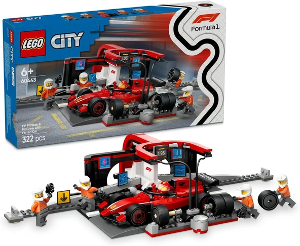 City Ferrari Arabalı F1 Pit Stop Pit Ekibi 60443-6 Yaş Üzeri Çocuklar Için Yarış Arabası İçeren Yaratıcı Oyuncak Yapım Seti, Doğum Günü Hediyesi (322 Parça) ürün görseli 1