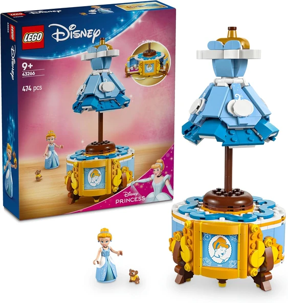 Princess Sindirella'Nın Elbisesi 43266-9 Yaş Üzeri Prenses Seven Kız Erkek Çocuklar Için Sergileme Standı Sindirella Mini Bebeği İçeren Yaratıcı Oyuncak Yapım Seti (474 Parça) ürün görseli 1