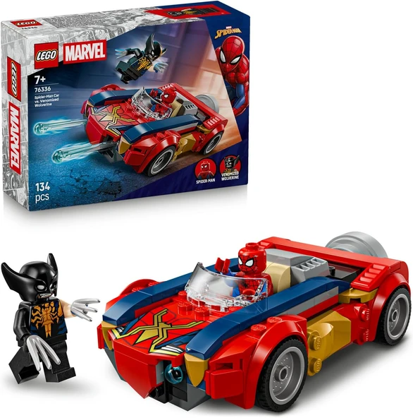 Örümcek Adam Arabası, Venomlaşmış Wolverine’E Karşı 76336-7 Yaş Üzeri Çocuklar Için 2 Minifigürü İçeren Yaratıcı Oyuncak Yapım Seti, Rol Yapma Oyuncağı, Hediye Fikri (134 Parça) ürün görseli 1
