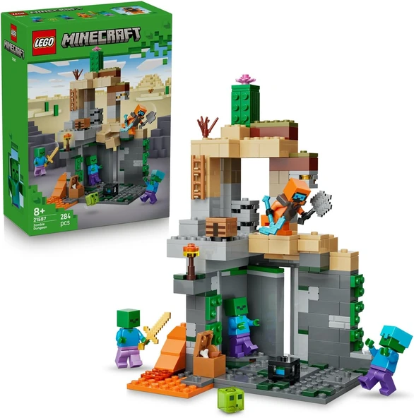Minecraft Zombi Zindanı 21587-8 Yaş Üzeri Çocuklar Için Wasteland Gezgini Minifigürü 3 Zombi Figürü İçeren Yaratıcı Koleksiyonluk Oyuncak Yapım Seti, Hediyesi Fikri (284 Parça) ürün görseli 1