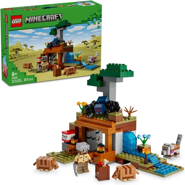 Minecraft Armadillo Maden Keşfi 21269 – 8 Yaş Üzeri Erkek Kız Çocuklar Için Mağara Örümceği Kurt Figürleri İçeren Rol Yapım Oyuncağı Yapım Seti, Doğum Günü Hediyesi Fikri (247 Parça) ürün görseli 1
