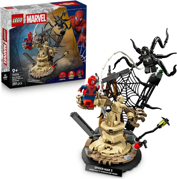 Efsanevi Savaş: Örümcek Adam, Kum Adam’A Karşı 76334-9 Yaş Üzeri Çocuklar Için Örümcek Adam, Venom Kum Adam Minifigürleri İçeren Yaratıcı Oyuncak Yapım Seti, Hediye Fikri (201 Parça) ürün görseli 1