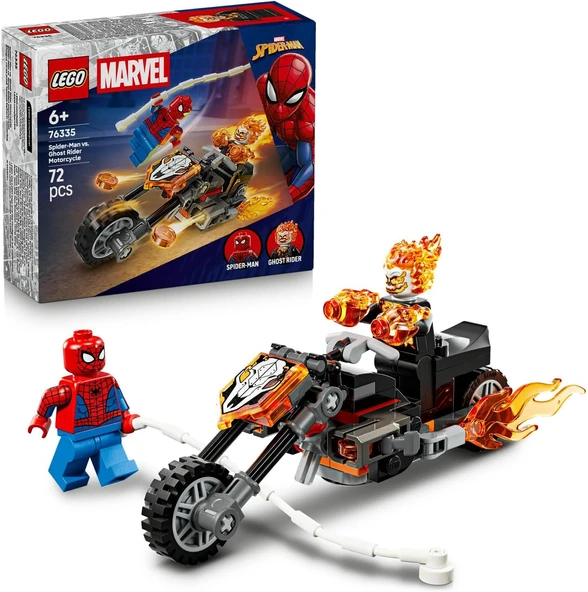 Örümcek Adam, Ghost Rider Motosikletine Karşı 76335-6 Yaş Üzeri Çocuklar Için Örümcek Adam İskelet Ghost Rider Minifigürleri İçeren Oyuncak Yapım Seti, Hediye Fikri (72 Parça) ürün görseli 1