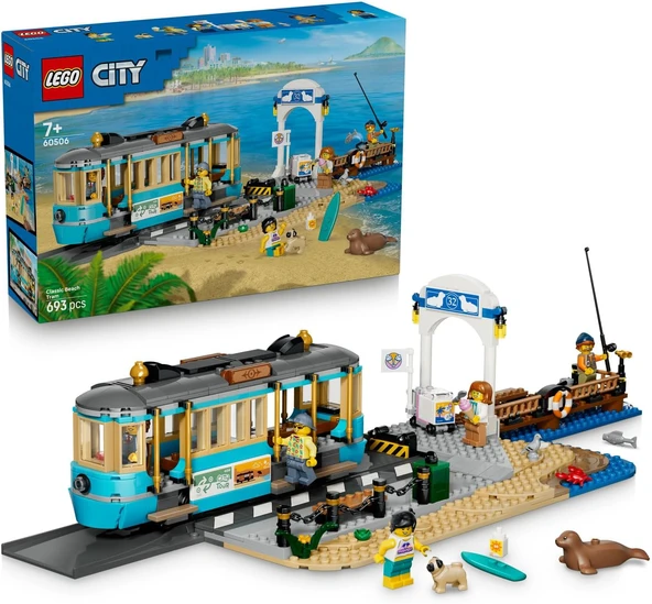 City Klasik Plaj Tramvayı 60506-7 Yaş Üzeri Çocuklar Için 5 Minifigür 5 Oyuncak Hayvan Figürü İçeren Yaratıcı Oyuncak Yapım Seti, Kız Erkek Çocuklar Için Hediye Fikri (693 Parça) ürün görseli 1