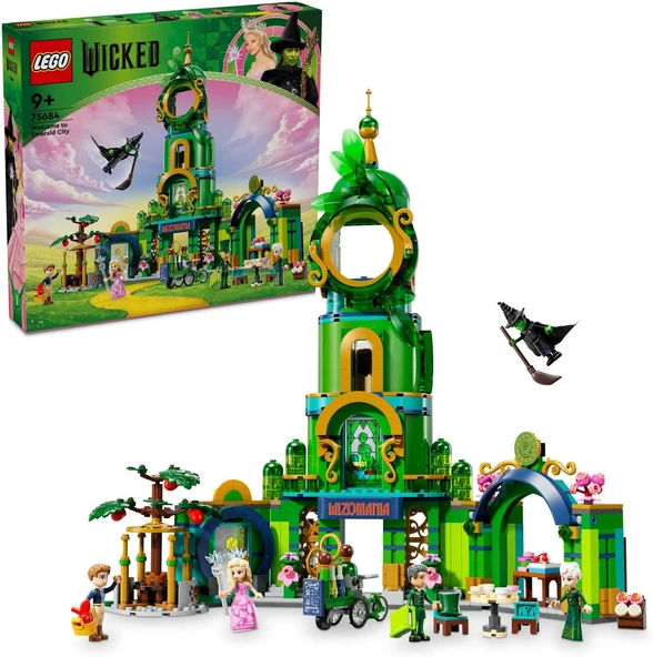 Wicked Emerald City’Ye Hoş Geldiniz 75684-9 Yaş Üzeri Çocuklar Için Kule Modeli, Glinda Elphaba Mini Bebekleri İçeren Yaratıcı Oyuncak Yapım Seti (945 Parça) ürün görseli 1