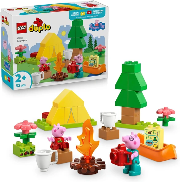 Duplo Peppa Pig Kamp Gezisi 10452-2 Yaş Üzeri Kız Erkek Çocuklar Için Çadır, Kano, Kamp Ateşi 2 Figür İçeren Küçük Kas Becerileri Renk Eşleştirme Yaratıcı Yapım Seti (32 Parça) ürün görseli 1