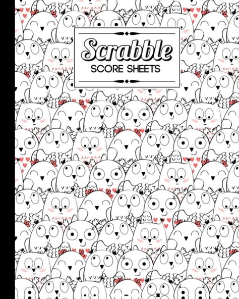 Scrabble Score Sheet: Owls Scrabble Score Sheet, Scrabble Game Record Book For Up To 4 Players, Scrabble Game Sheets For Board Game Words Building, 121 Pages, Size 8" X 10" ürün görseli 1