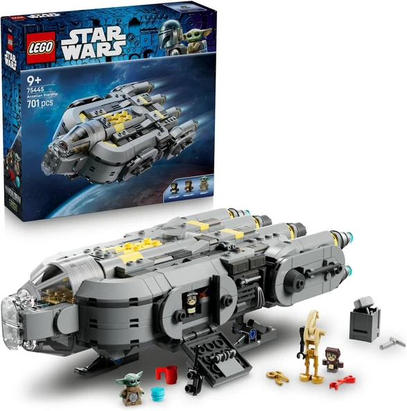 Wars: Mandalorian Grogu Anzellan Starship’I 75445-9 Yaş Üzeri Çocuklar Için Figür İçeren Yaratıcı Oyuncak Yapım Seti, Kız Erkek Çocuklara Yılbaşı Hediye Fikri (701 Parça) ürün görseli 1