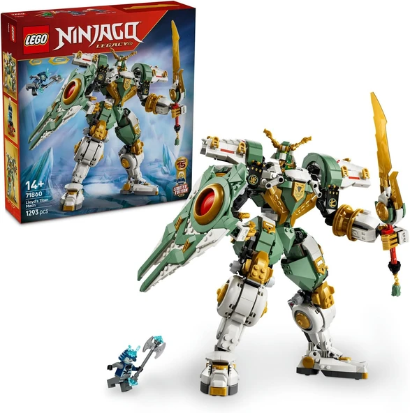 Ninjago Lloyd'Un Titan Robotu 15. Yıl Dönümü 71860-14 Yaş Üzeri Çocuklar Için Lloyd, Grimfax, Buz Elementi Ustası Minifigürleri İçeren Yaratıcı Oyuncak Yapım Seti, Hediye Fikri (1293 Parça) ürün görseli 1