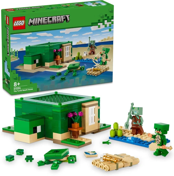 Minecraft Kaplumbağa Plaj Evi 21254-7 Yaş Üzeri Macera Oyunları Seven Çocuklar İçin 3 Adet Minecraft Minifigürü Içeren Yaratıcı Oyuncak Yapım Seti, Doğum Günü Hediyesi Fikri (234 Parça) ürün görseli 1
