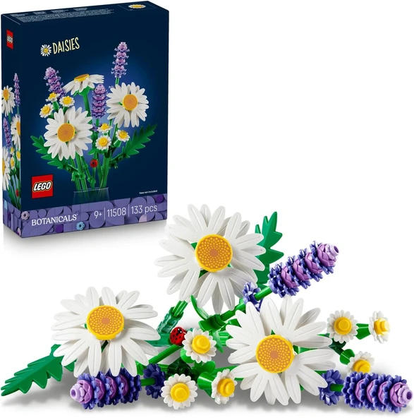 Botanicals Papatyalar 11508-3 Büyük Papatya, 2 Küçük Papatya Dalı, 3 Lavanta Yeşil Dallar İçeren Sevgililer Günü'Ne Özel Yapay Çiçek Buketi Yapım Seti (133 Parça) ürün görseli 1