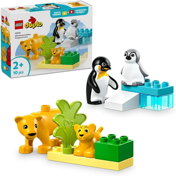 Duplo Town Vahşi Hayvan Aileleri: Penguenler Aslanlar 10442-2 Yaş Üzeri Çocuklar Için Eğitici Yaratıcı Oyuncak Yapım Seti (10 Parça) ürün görseli 1