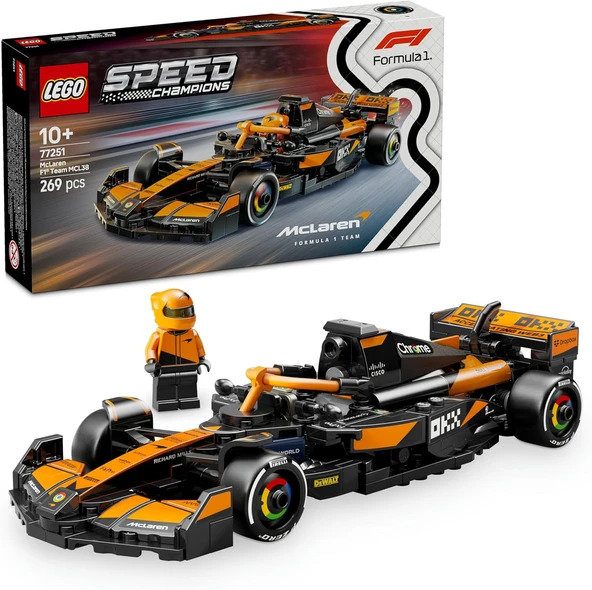 Speed Champions Mclaren F1 Team Mcl38 Yarış Arabası 77251 – 10 Yaş Üzeri Kız Erkek Çocukları Ile Yetişkin Motorseverler Için Sürücü Minifigürü İçeren Yapım Sergileme Seti (269 Parça) ürün görseli 1