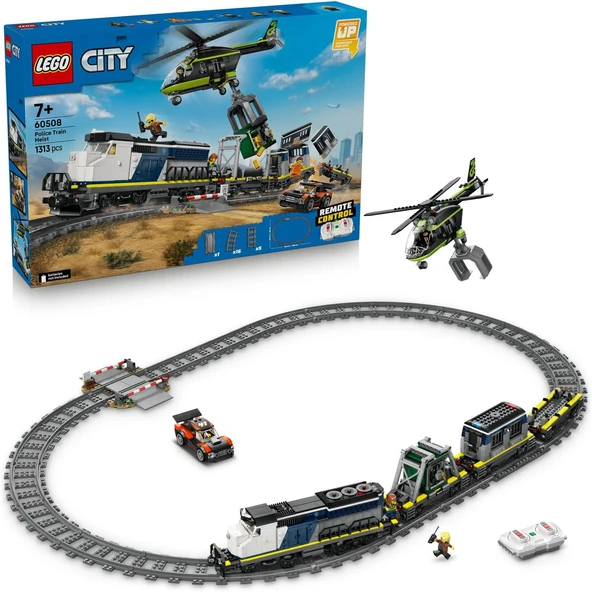 City Polis Treni Soygunu 60508 – 7 Yaş Üzeri Çocuklar Için Dedektif, Polis Memuru, Tren Makinisti 3 Hırsız Minifigürü İçeren Yaratıcı Oyuncak Yapım Seti, Hediye Fikri (1313 Parça) ürün görseli 1