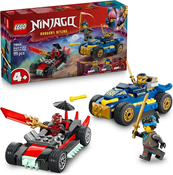 Ninjago Rogue Ile Drix Yarış Arabası Düellosu, 111 Parça, Ninja Savaşçıları, Eğitici Yapım Seti, Aksiyon Oyuncağı, 71840 ürün görseli 1