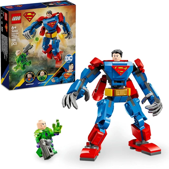 Dc Superman Robotu, Lex Luthor’A Karşı 76302-6 Yaş Üzeri Süper Kahraman Sevenler Için Yaratıcı Oyuncak Yapım Seti, Doğum Günü Hediyesi (120 Parça) ürün görseli 1