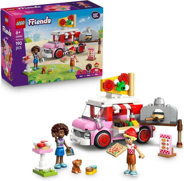 Friends Pizza Kamyonu 42694-6 Yaş Üzeri Kız Erkek Çocuklar Için Oliya Aliya Mini Bebekleri Ile Yavru Aira İçeren Yaratıcı Oyuncak Yapım Seti, Hediye Fikri (190 Parça) ürün görseli 1