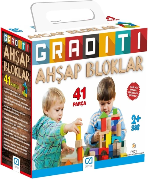 Ca Games Graditi 2+ Yaş Için 41 Parçalı Eğitici Öğretici Sağlığa Zararsız Ahşap Aktivite Blokları ürün görseli 1