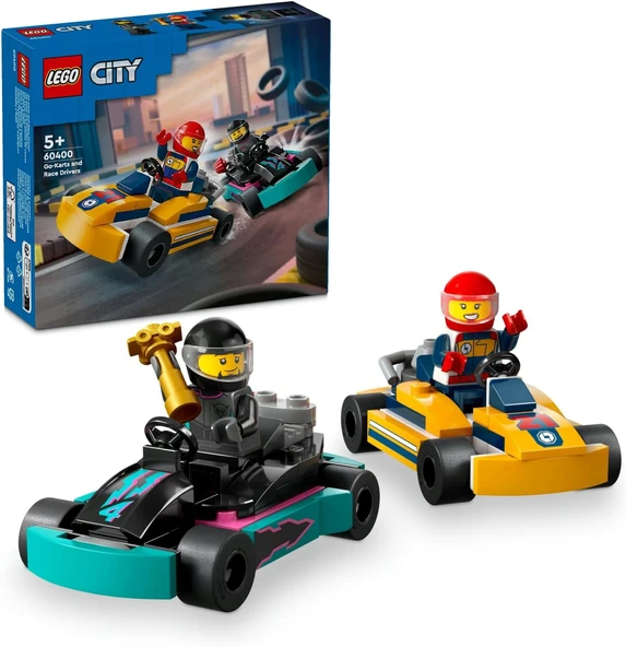 City Go-Kartlar Yarış Sürücüleri 60400-5 Yaş Üzeri Için Yarışçı Minifigürü İçeren Yaratıcı Oyuncak Yapım Seti (99 Parça) ürün görseli 1