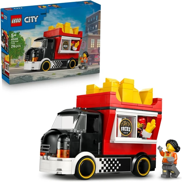 City Patates Kızartması Kamyonu 60488 – 5 Yaş Üzeri Çocuklar Için Müşteri Minifigürü Ile Yemek Aksesuarları İçeren Yaratıcı Oyuncak Yapım Seti, Çocuklar Için Hediye Fikri (216 Parça ürün görseli 1