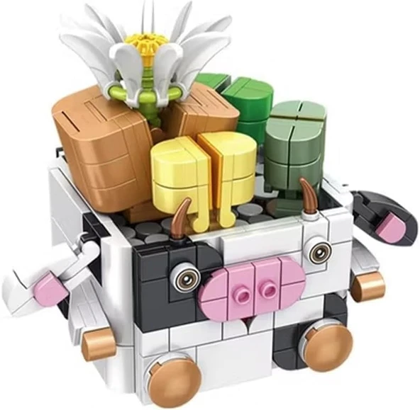Panlos Mini Potted Plant Serisi İnek Figürü 341 Parça Oyuncak Yapım Seti -Ffp655012 ürün görseli 1