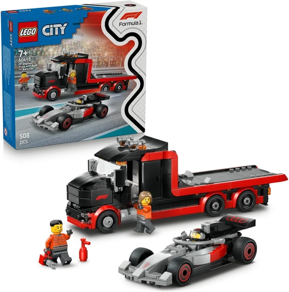 City Audi F1 Yarış Arabalı F1 Sergileme Kamyonu 60493 – 7 Yaş Üzeri Çocuklar Için Audi Pilotu 2 Pit Ekibi Minifigürü İçeren Yaratıcı Oyuncak Yapım Seti, Hediye Fikri (508 Parça) ürün görseli 1