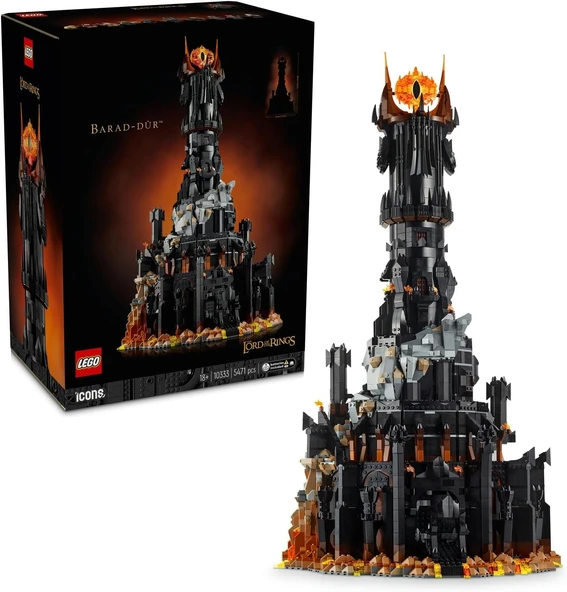Icons Yüzüklerin Efendisi: Barad-Dûr 10333 – Yetişkinler Için Sauron, Gothmog, Ork, Frodo, Sam Gollum Minifigürleri İçeren Sergilenebilir Film Hatırası Modeli Yapım Seti, Hediye Fikri (5471 P ürün görseli 1