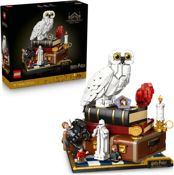 Harry Potter Felsefe Taşı – Koleksiyoncu Versiyonu 76466 - Yetişkinler Için Hedwig Figürü Ile Harry Potter, Hermione Ron Minifigürleri İçeren Model Yapım Seti, Hediye Fikri (1571 Parça) ürün görseli 1