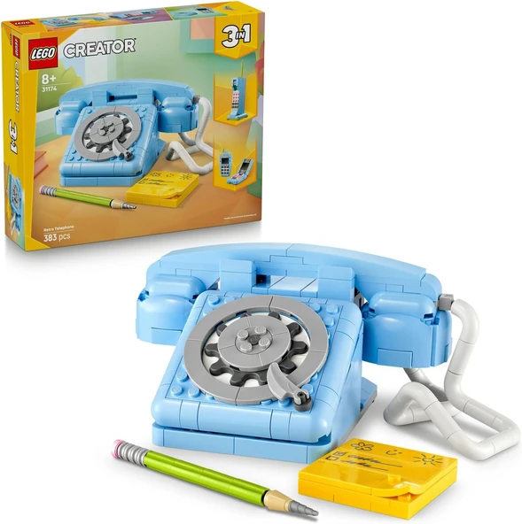 Creator 3'Ü 1 Arada Telefon 31174 – 8 Yaş Üzeri Çocuklar Için 1980'Ler Veya 2000'Ler Modeli Olarak İnşa Edilebilen Nostaljik Oyuncak Yapım Seti, Eğlenceli Hediye Fikri (383 Parça) ürün görseli 1