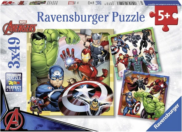 Ravensburger 3X49 Parça Yapboz Avengers ürün görseli 1