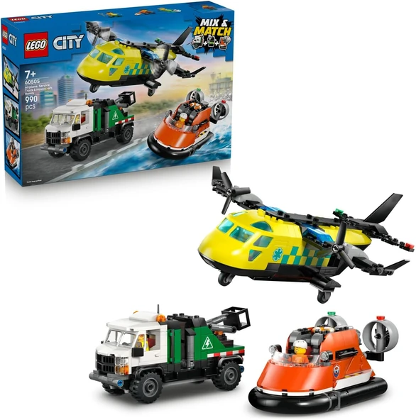 City Uçak, Servis Kamyonu Hoverkraft Karışımı 60505 – 7 Yaş Üzeri Çocuklar Için Servis Şoförü, Sahil Güvenlik, Görevlileri Minifigürü İçeren Oyuncak Yapım Seti, Hediye Fikri (990 Parça ürün görseli 1