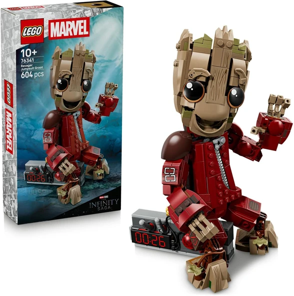 Yağmacı Tulumlu Groot 76341-10 Yaş Üzeri Çocuklar Için 3 Minifigürü, 2 Atıcı, 4 Eklemli Dokunaç 2 Askı İçeren Yaratıcı Oyuncak Yapım Seti, Hediye Fikri (604 Parça) ürün görseli 1