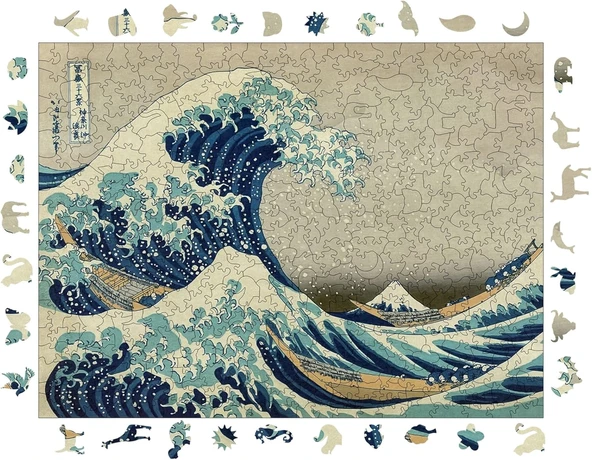 Ahşap Puzzle Yetişkin - Kanagawa'Nın Büyük Dalgası - 450 Parça, 29 X 39 Cm - Yapıştırıcı Folyo Dahil - Benzersiz Şekilli Parçalar & Özel Figürler - R1-08 ürün görseli 1
