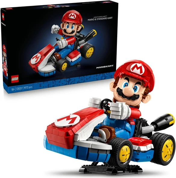 Super Mario: Mario Kart – Mario Standard Kart 72037 - Yetişkin Kadınlar Erkekler Için İnşa Edilebilen Figürü İçeren Koleksiyonluk Yaratıcı Sergileme Modeli Yapım Seti (1972 Parça) ürün görseli 1