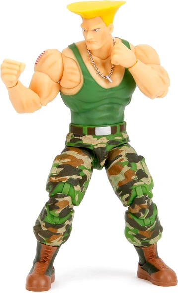 Jada Street Fighter Ii Guile Aksiyon Figürü 1:12 Ölçek, 15,24 Cm Boyunda, Değiştirilebilir Kafalar, Eller Aksesuarlar ürün görseli 1
