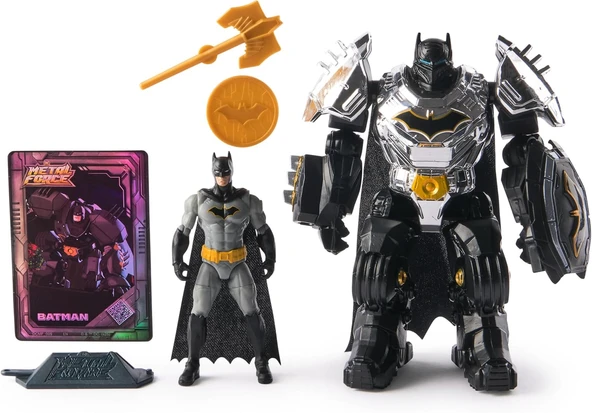 Dc Comics, Metal Force Batman Aksiyon Figürü, 15 Cm Boyutunda 10 Cm Mini Figürlü, Yerleşik Zırh Takımı, 4 Yaş Üzeri Kız Erkek Çocuklar Için Süper Kahraman Oyuncakları ürün görseli 1