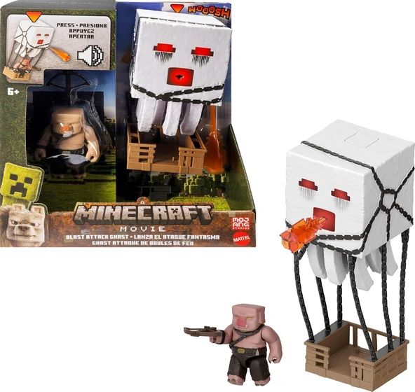 Minecraft Filmden Ilham Alan Aksiyon Figürü Seti, Işıklar, Sesler Ateş Topu Fırlatma Özelliğiyle Balon Figürü, Fırlatıcı Disk, Piglin Savaşçısı, Jfb69 ürün görseli 1