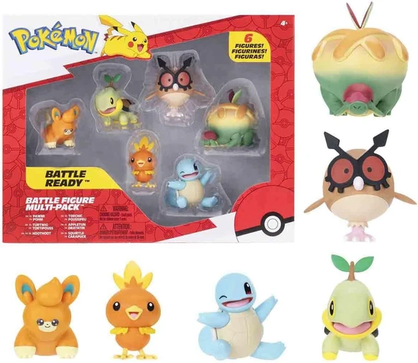 Pokémon Battle Figure Multipack 6 X 2 Inç Pawmi, Squirtle #2, Torchic, Turtwig, Hoothoot, Appltun W9 ürün görseli 1
