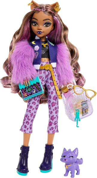 High Evcil Köpeği ​Crescent Ile Sırt Çantası, Ajanda Atıştırmalıklar Gibi Aksesuarlarıyla Clawdeen Wolf Bebek, Hrp65 ürün görseli 1